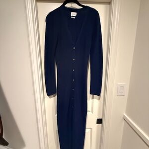 Saylor Navy Long Sleeve Maxi Dress with lace detail